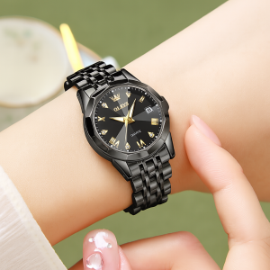 "OLEVS black gold quartz watch for men and women - stylish wristwatch Bangladesh"