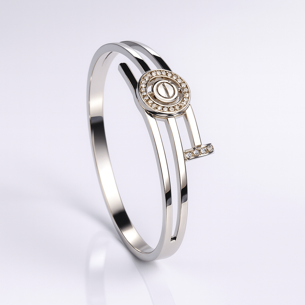 Premium Silver Double-Band Stone Bracelet for Women