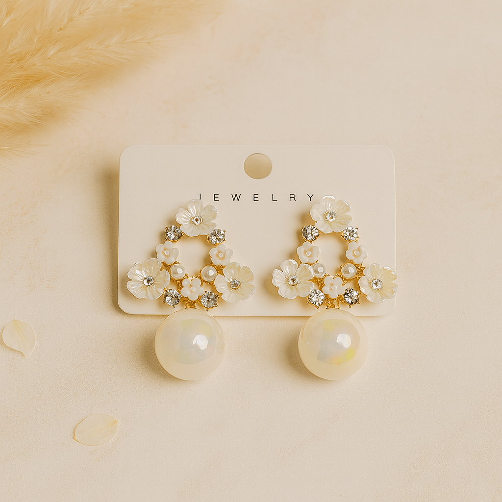 Luxury Floral & Pearl Design Earrings for Women – Premium Quality