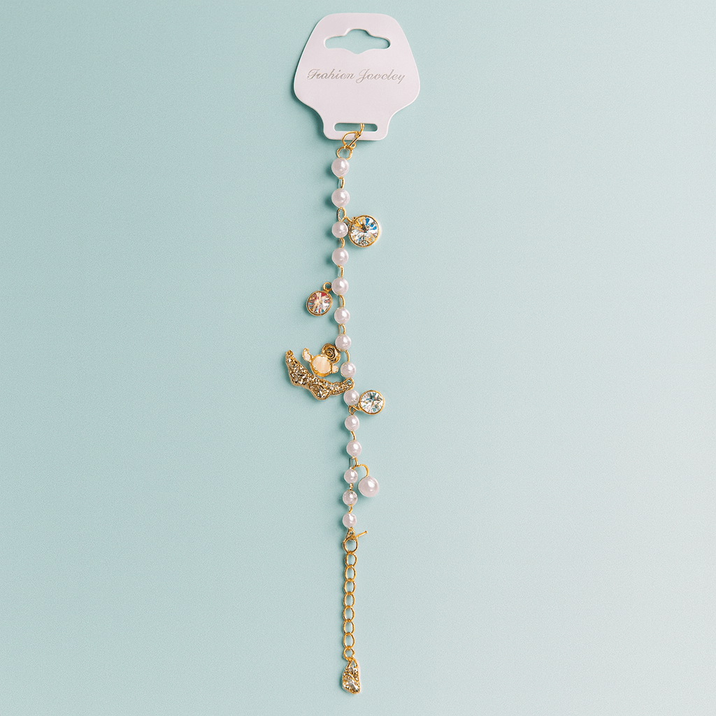 Golden Pearl Charm Bracelet – Stylish & Elegant Jewelry for Women