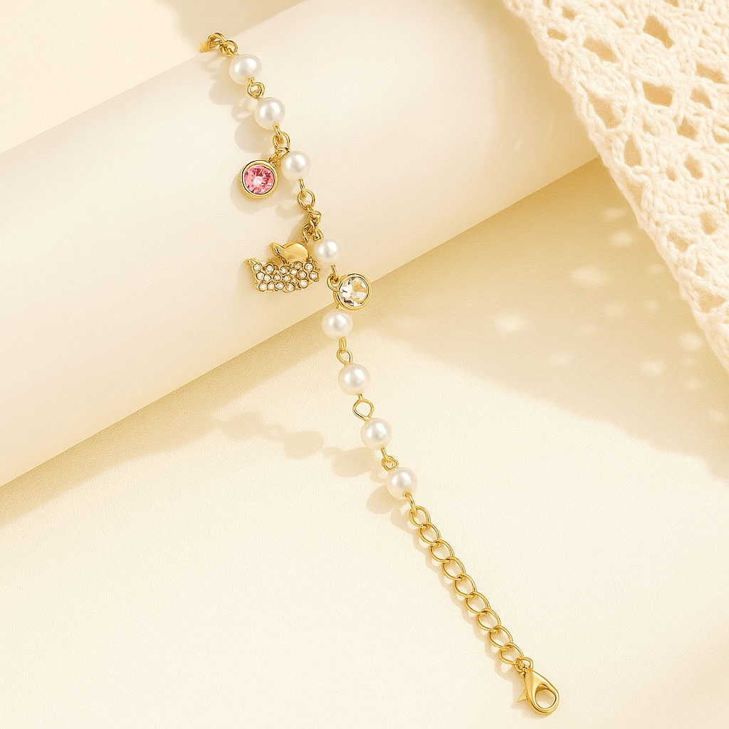 Golden Pearl Charm Bracelet – Stylish & Elegant Jewelry for Women