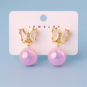 Premium Golden Butterfly Earrings | Stylish Pearl Drop Earrings for Women