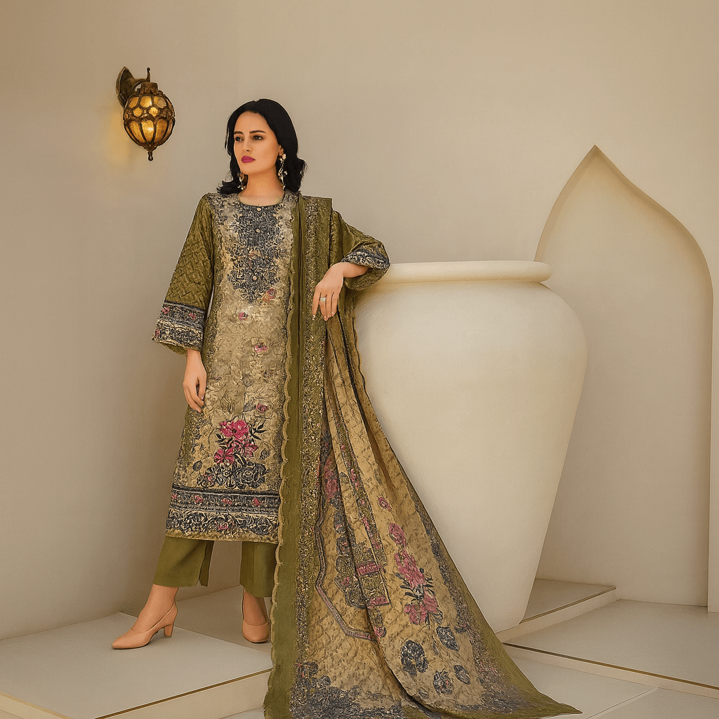 Trendy Pakistani Three Piece Salwar Kameez Set – Elegant & Comfortable Outfit