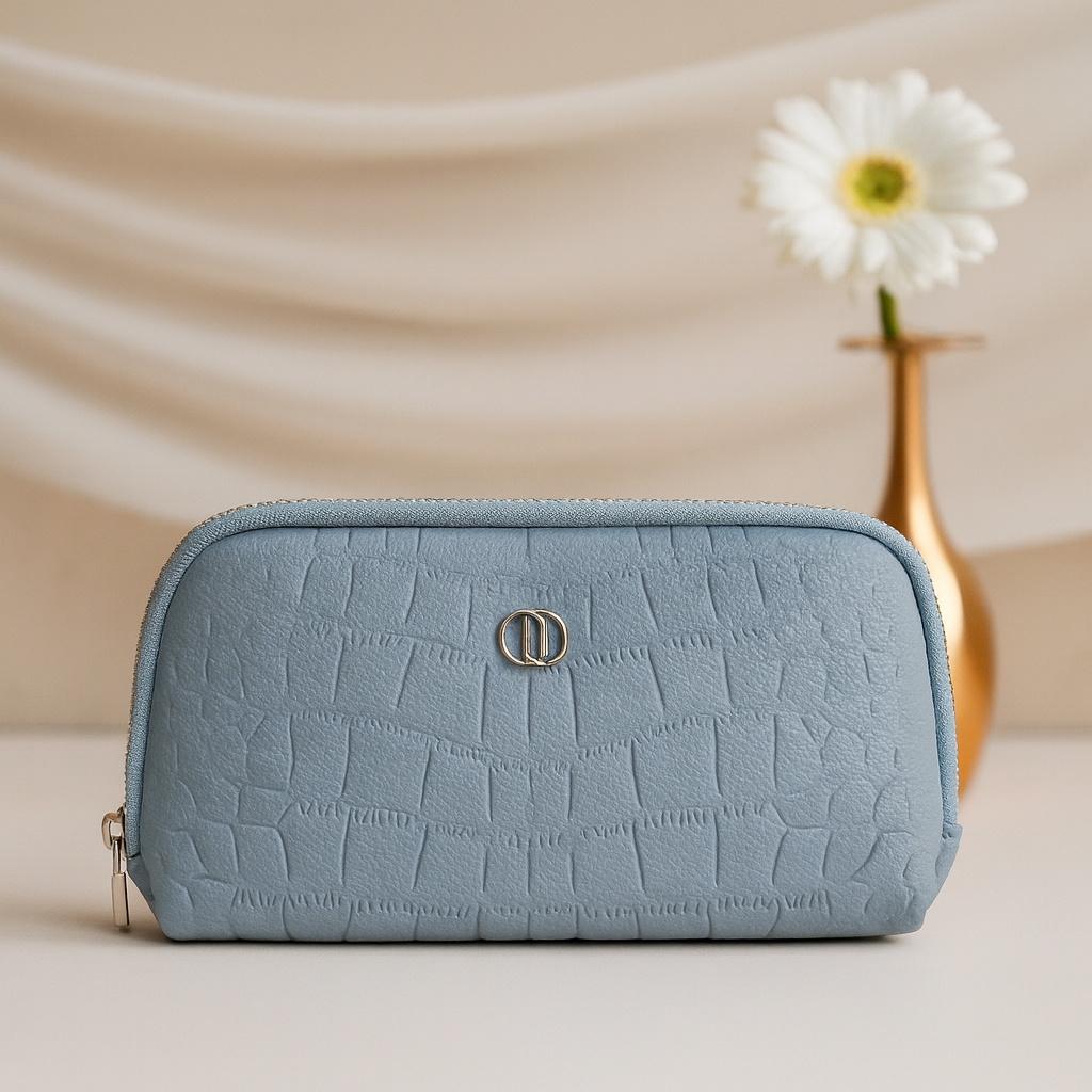 Elegance in Every Detail – Light Blue Textured Leather Bag for Women