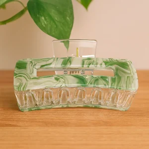 Green Marble Design Women’s Hair Claw Clip | Stylish Hair Clutcher for Girls